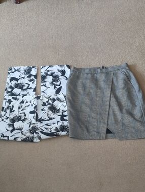 Bundle Sale! Moda International Crops & Banana Republic Gray Plaid Mini Skirt